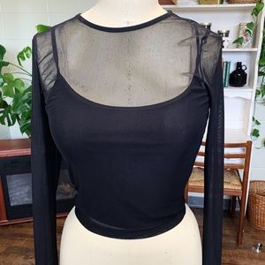 black long sleeve mesh top Hollister